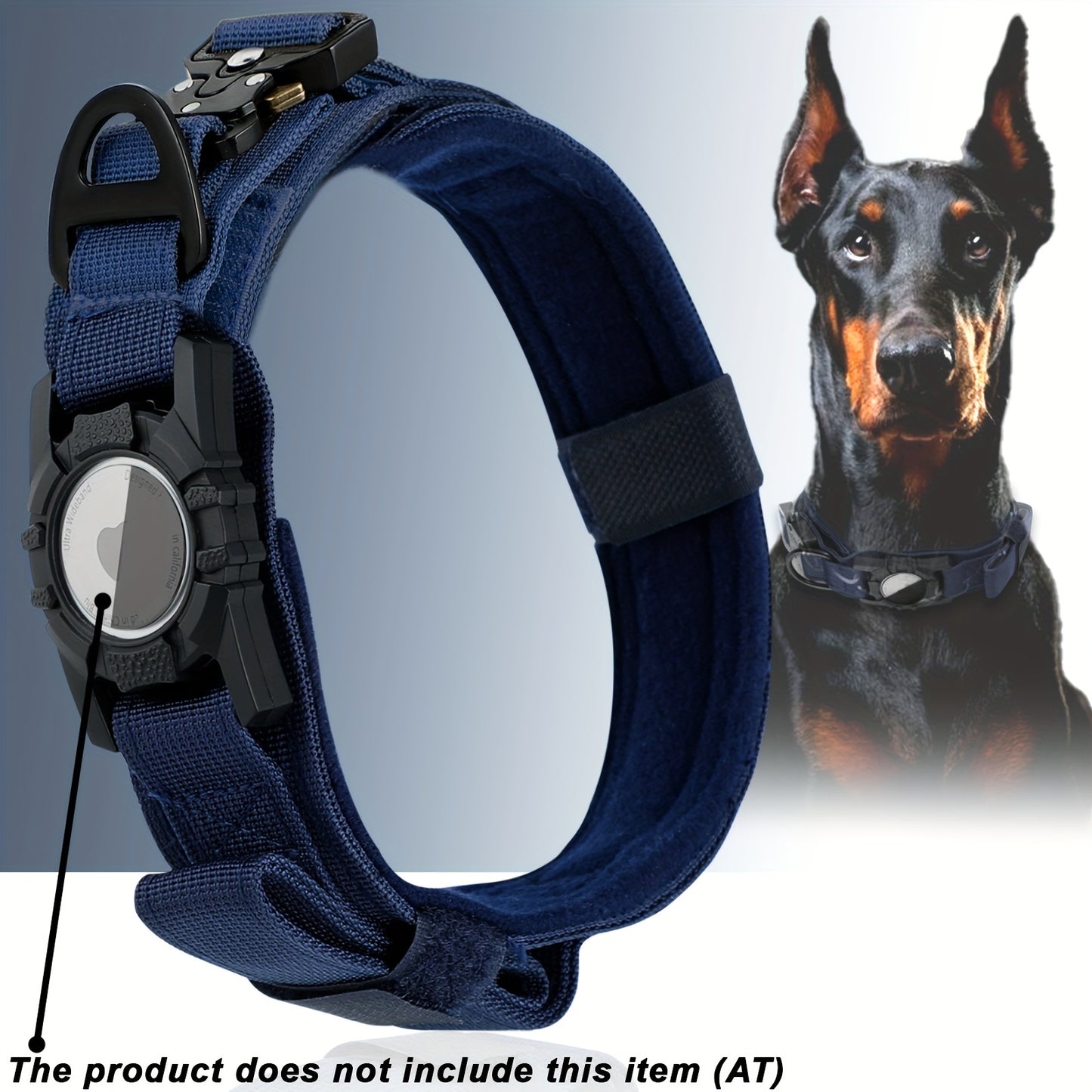 Tactical Dog Collar for AirTag – Heavy-Duty Nylon Collar for Medium to Large Dogs