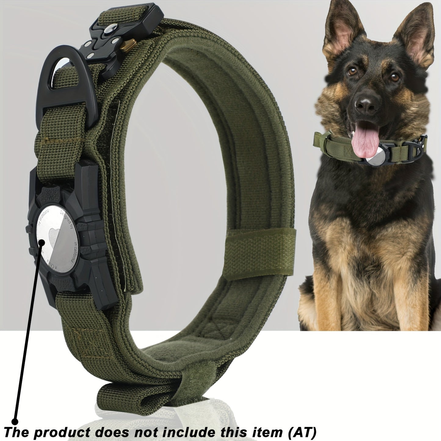 Tactical Dog Collar for AirTag – Heavy-Duty Nylon Collar for Medium to Large Dogs