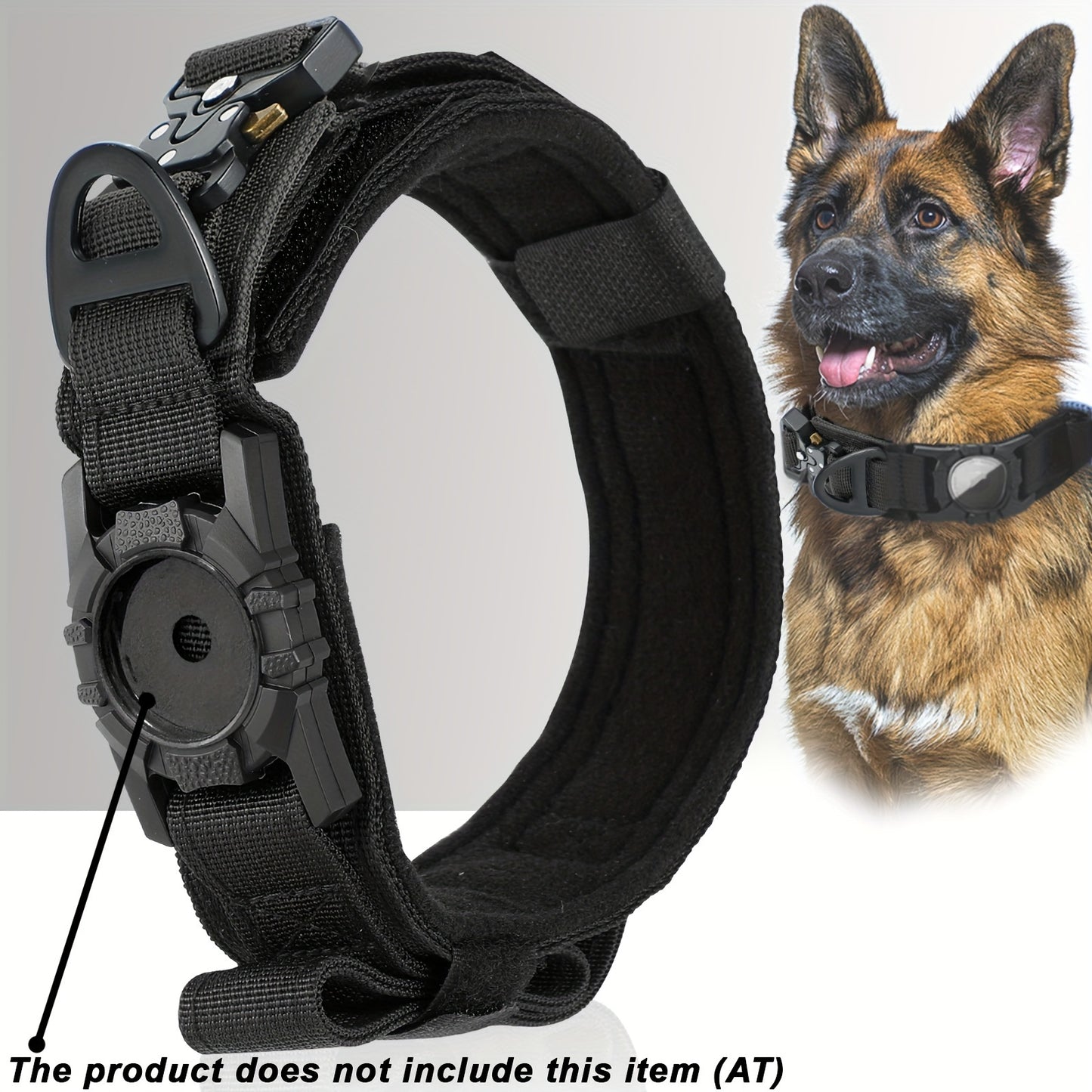 Tactical Dog Collar for AirTag – Heavy-Duty Nylon Collar for Medium to Large Dogs