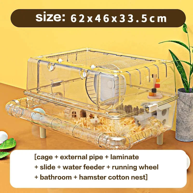 Hamsterkäfig Acryl Zweischichtig Transparent Villa Grundkäfig Dsungarischer Hamster Fütterungskasten Sommer Spezial Cottage Supplies