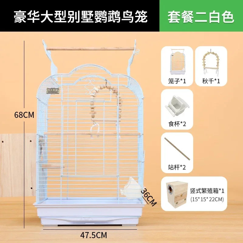 Cage spéciale pour perroquets Xuanfeng Reproduction Nest Grand tiroir pour un nettoyage facile Poignée pratique Cage à oiseaux durable