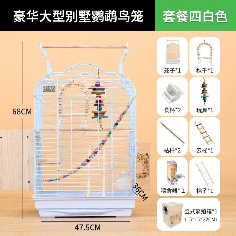 Cage spéciale pour perroquets Xuanfeng Reproduction Nest Grand tiroir pour un nettoyage facile Poignée pratique Cage à oiseaux durable