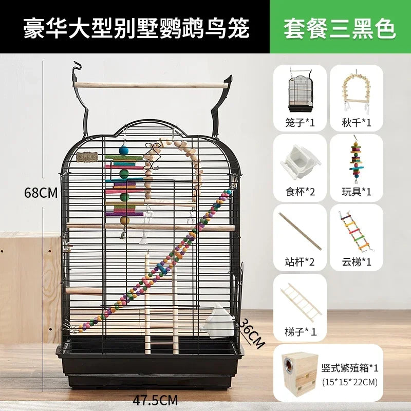 Cage spéciale pour perroquets Xuanfeng Reproduction Nest Grand tiroir pour un nettoyage facile Poignée pratique Cage à oiseaux durable