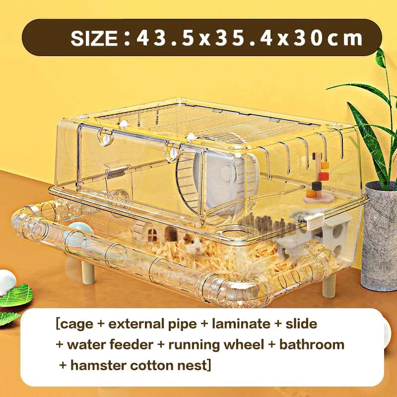 Hamsterkäfig Acryl Zweischichtig Transparent Villa Grundkäfig Dsungarischer Hamster Fütterungskasten Sommer Spezial Cottage Supplies