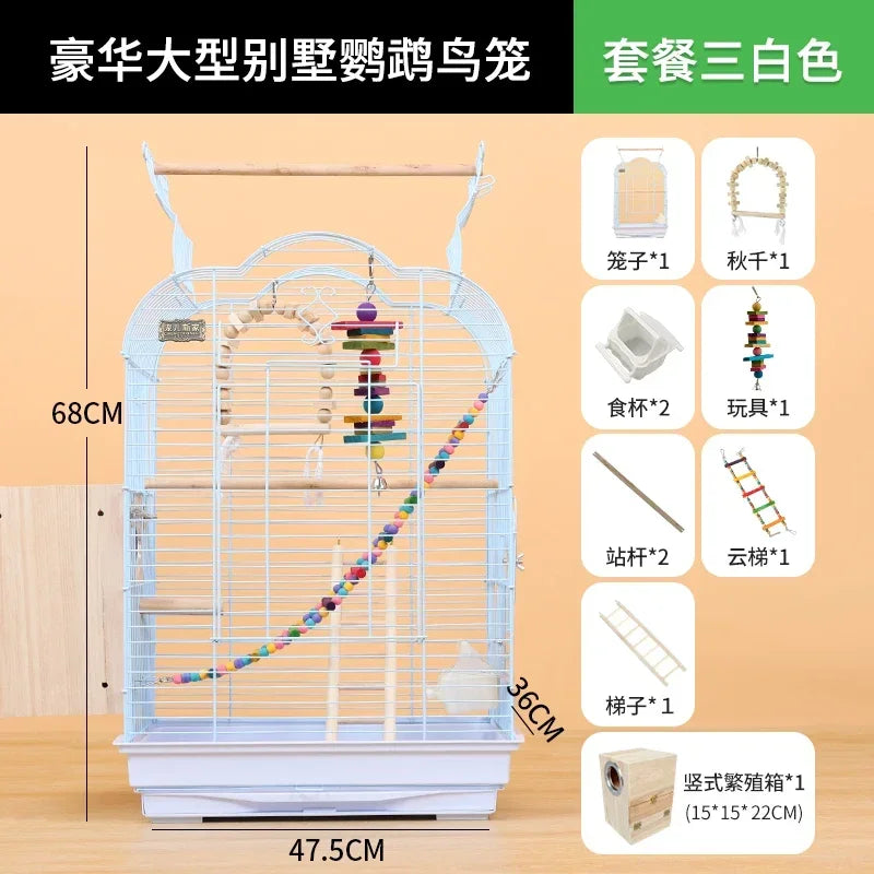 Cage spéciale pour perroquets Xuanfeng Reproduction Nest Grand tiroir pour un nettoyage facile Poignée pratique Cage à oiseaux durable