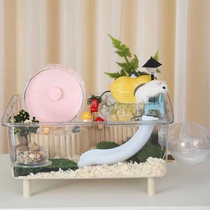 Hamsterkäfig Acryl Zweischichtig Transparent Villa Grundkäfig Dsungarischer Hamster Fütterungskasten Sommer Spezial Cottage Supplies