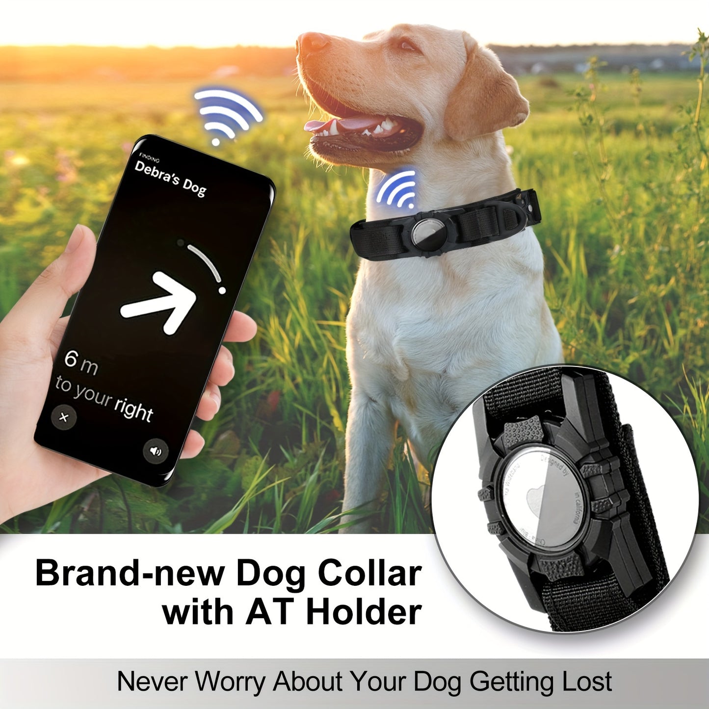 Tactical Dog Collar for AirTag – Heavy-Duty Nylon Collar for Medium to Large Dogs