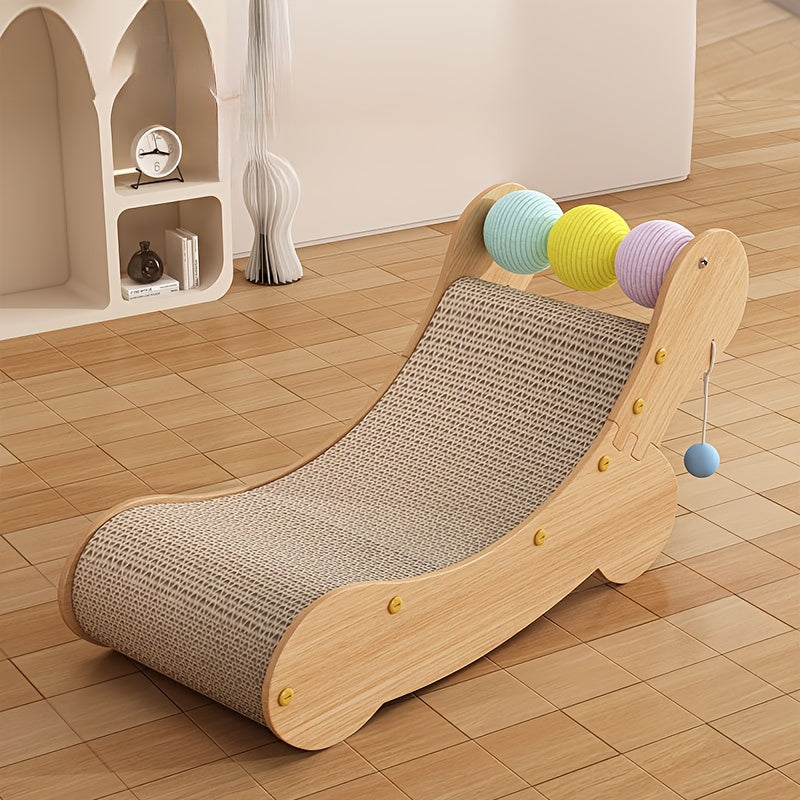 Grand lit griffoir pour chat Whisker Wonders avec balles de jeu suspendues - Tapis à gratter en panneaux de fibres durables - Lit pour chat résistant aux rayures, meuble interactif pour chats 