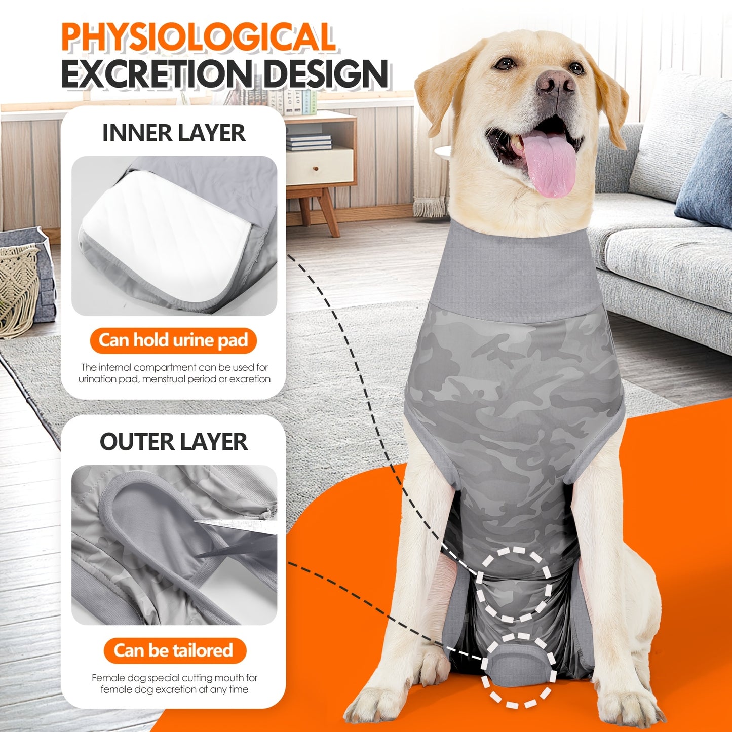 1-teiliger Genesungsanzug für Haustiere mit hohem Kragen, postoperative Hundekleidung aus Nylon und Elastan, einfaches An- und Ausziehen mit Magic Tape, leckfest, bequem für alle Jahreszeiten, Pullover aus Strickstoff für kleine bis große Hunderassen