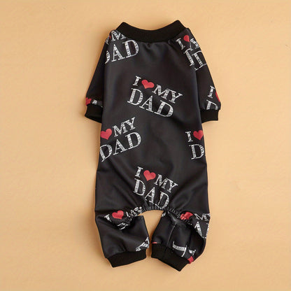 Vêtements d'été pour animaux de compagnie I Love Mom I Love Dad Print Vêtements pour chiens Combinaison pour chiens Pyjama pour chats pour petits, moyens et grands chiens