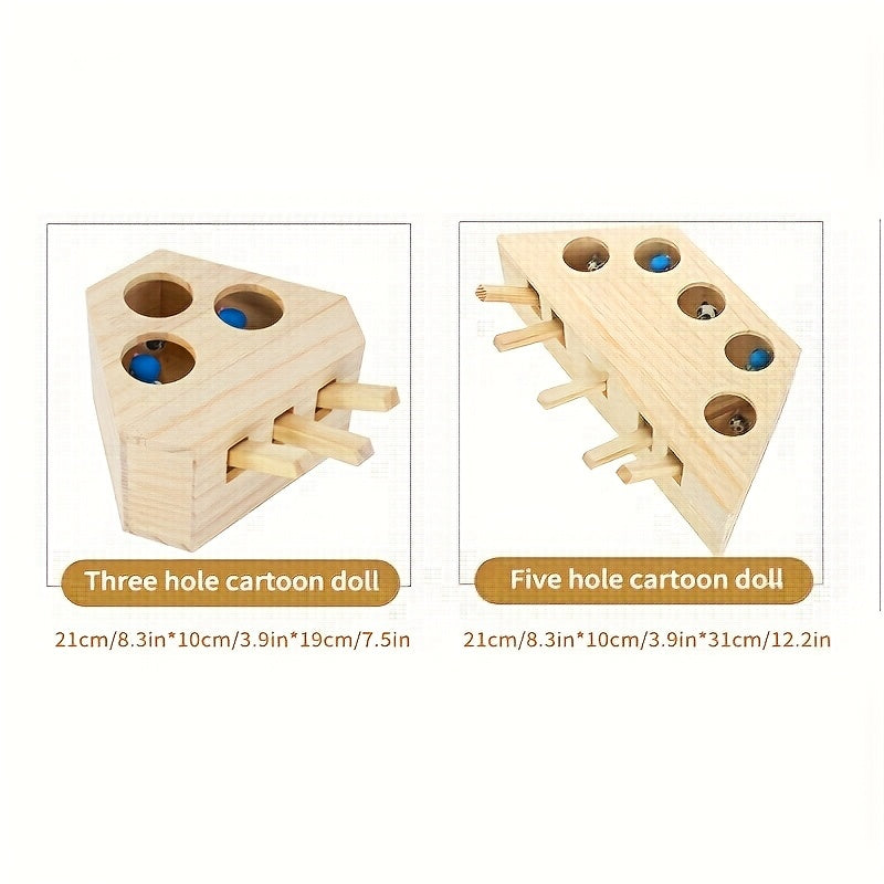 Jouet interactif en bois pour chat - Jeu d'attrape-souris 