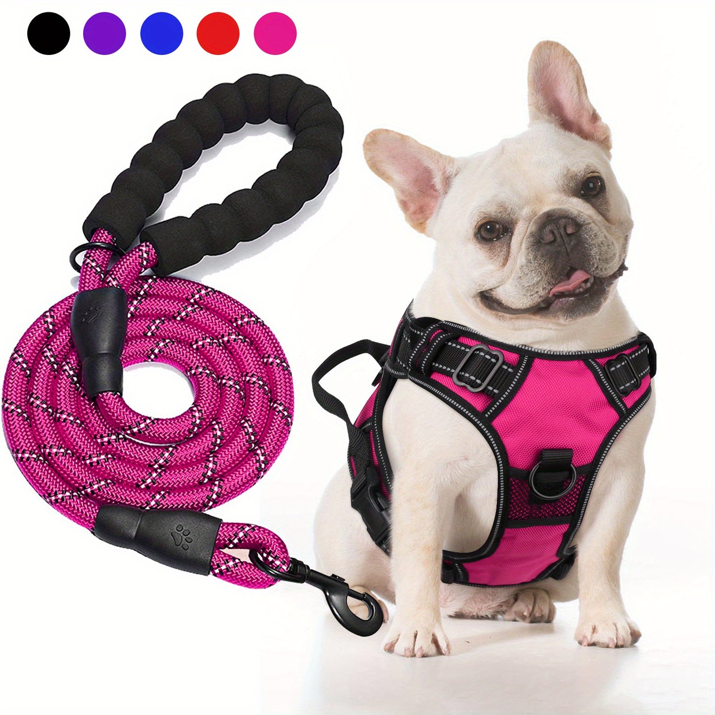 Ensemble harnais et laisse réfléchissants pour chien - Réglable et durable