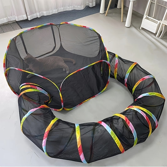 Cage pour animaux de compagnie, tunnel pour chat, ensemble portable et pliable, tente pour animaux de compagnie, jouet d'apprivoisement, passage extérieur, clôture pour chat et chien