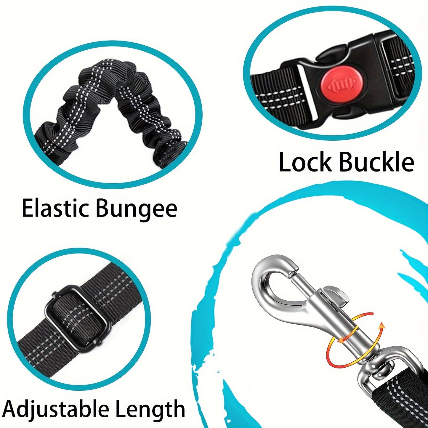 Ceinture de sécurité pour chien à double usage améliorée pour voiture – Laisse élastique réglable pour chien pour appui-tête, harnais de sécurité pour animaux de compagnie robuste et élastique