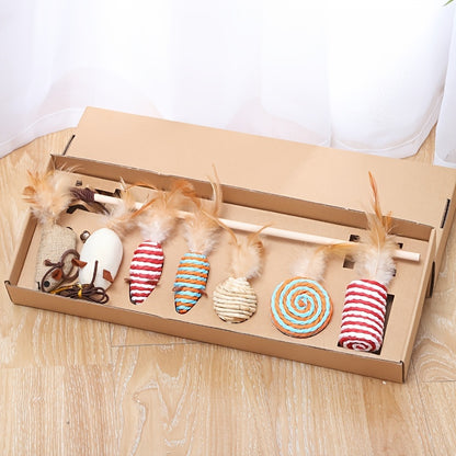 Ensemble de 7 tiges de jeu pour chat : jouets amusants pour chat, pour votre chaton ! 