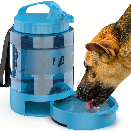 Bouteille d'eau pour chien Ocean Blue de grande capacité de 74 oz avec bol intégré - Portable et étanche pour la randonnée, le camping et les jeux au parc - Idéale pour les races de petite à moyenne taille 