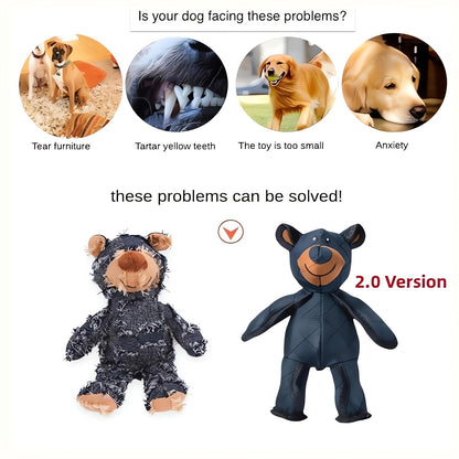 1 jouet durable pour chien en forme d'ours, peluche indestructible pour les gros mâcheurs, compagnon incassable et grinçant pour les mâcheurs agressifs, grande race recommandée