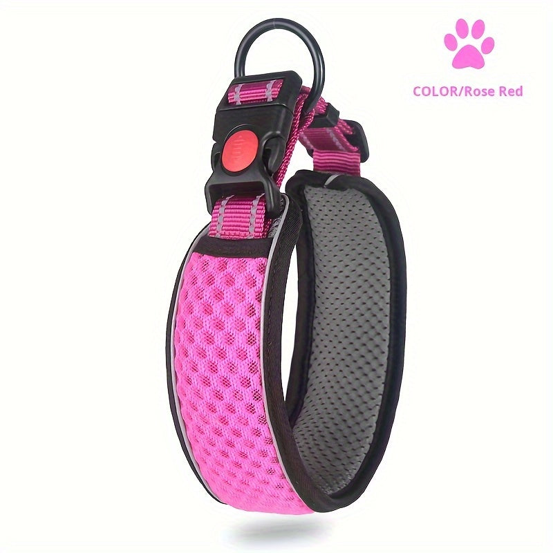 Collier réfléchissant réglable pour chien avec sangle de cou rembourrée – Respirant, à dégagement rapide et sans danger la nuit