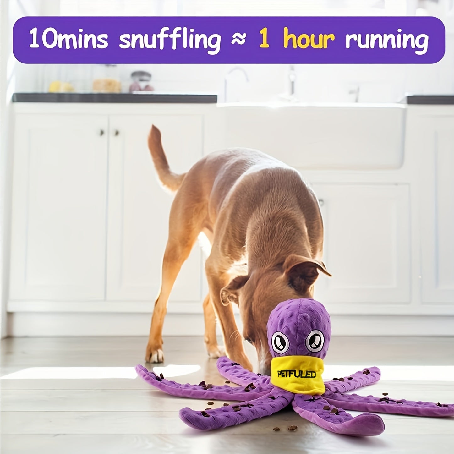 Jouet interactif à renifler en forme de pieuvre pour chiens – Jeu de puzzle à alimentation lente, à mâcher et à distribuer des friandises