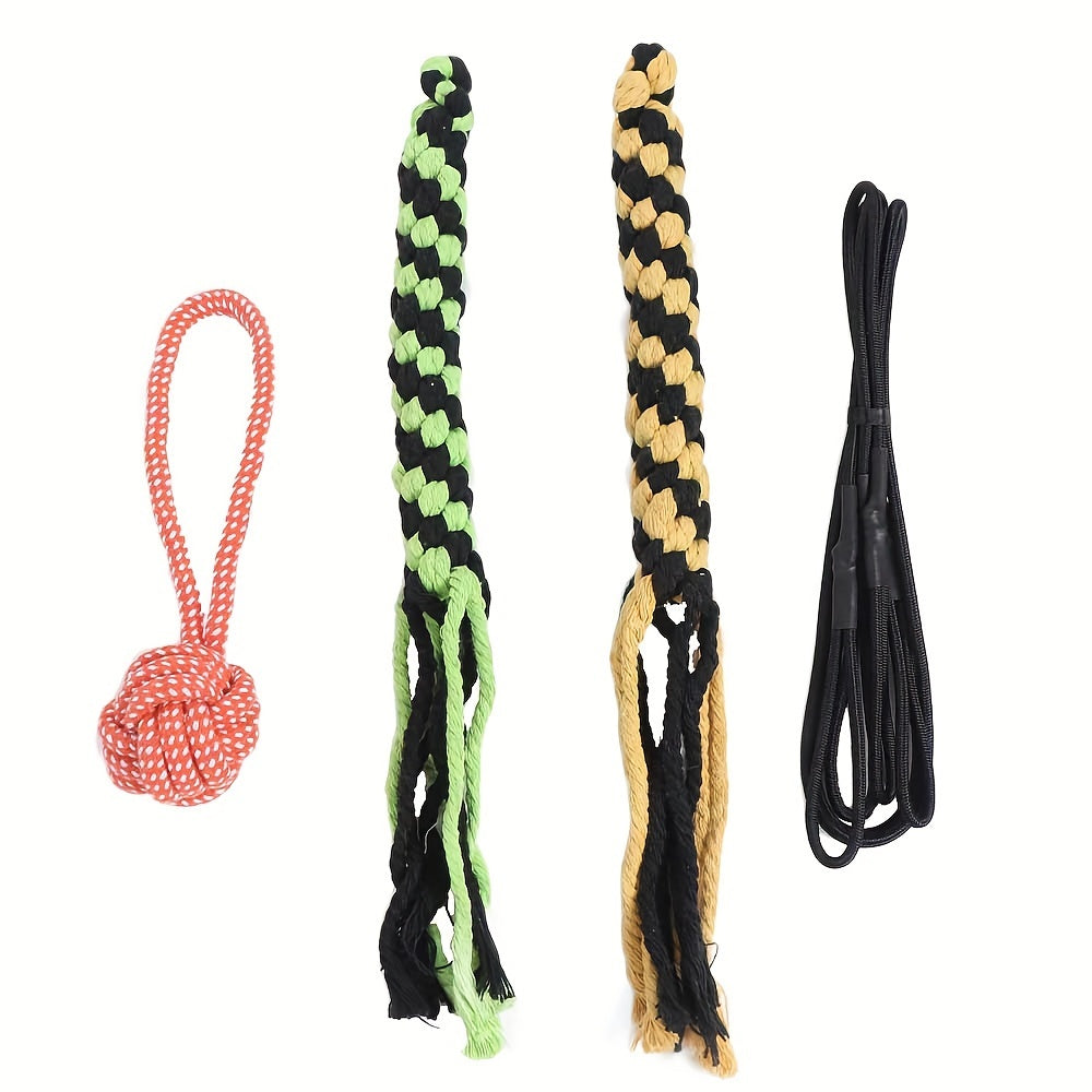 1 baguette rétractable durable pour chien - Jouet à mâcher en mélange résistant aux morsures avec attaches en corde colorées pour races moyennes - Bâton de dressage interactif pour animaux de compagnie, jouets pour chiens