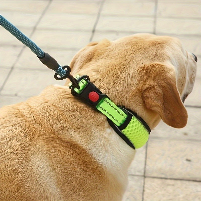 Collier réfléchissant réglable pour chien avec sangle de cou rembourrée – Respirant, à dégagement rapide et sans danger la nuit