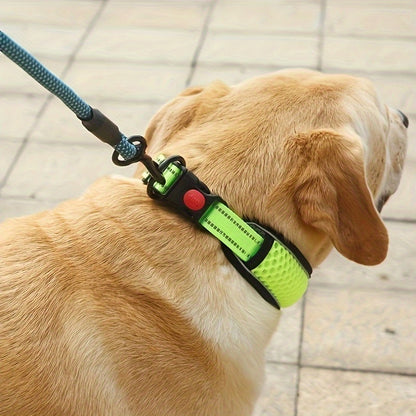 Collier réfléchissant réglable pour chien avec sangle de cou rembourrée – Respirant, à dégagement rapide et sans danger la nuit