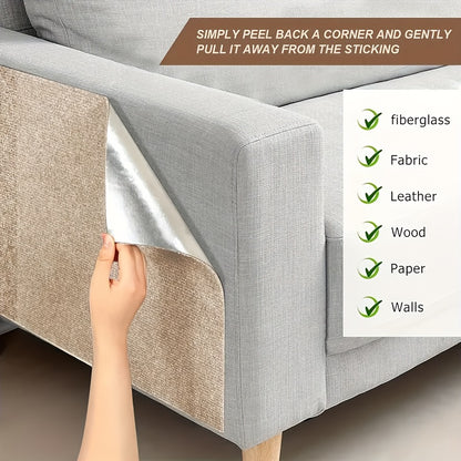 1 tapis à gratter de luxe en mélange de laine pour chat - Installation facile, tapis anti-rayures réutilisable pour la protection du canapé et des meubles, matériau en polyester durable, adapté aux chats