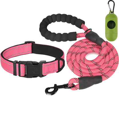 Ensemble laisse et collier pour animaux de compagnie JOYTALE, laisse réfléchissante et collier en nylon réglable pour chiens de petite, moyenne et grande taille