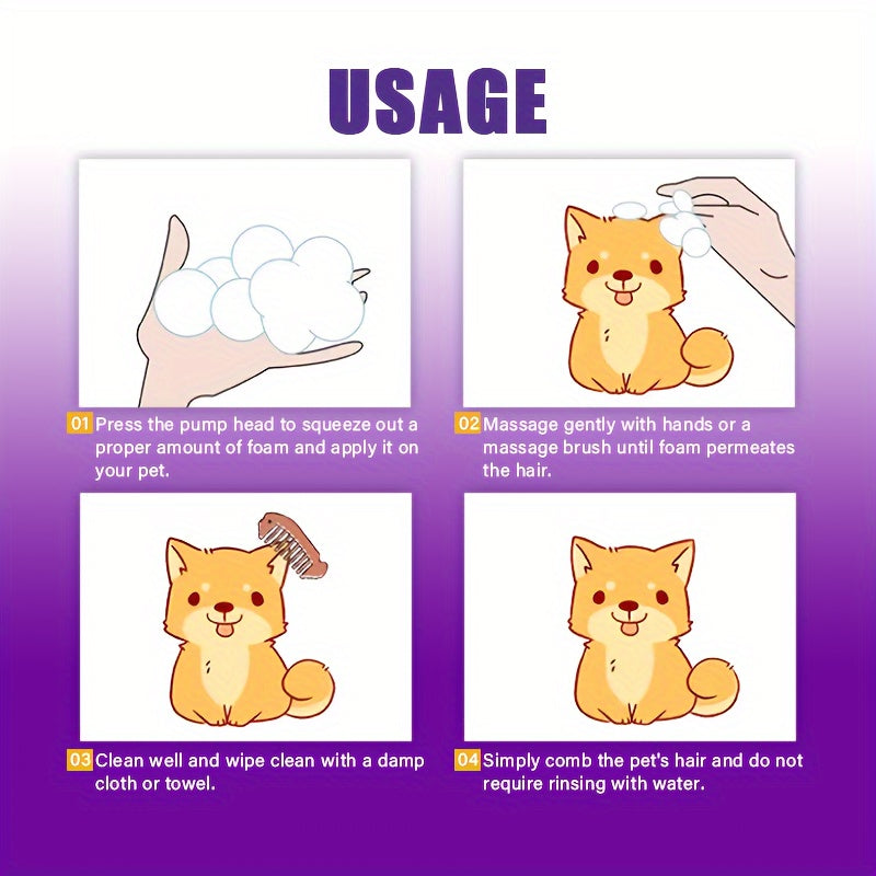 Rozino Cats & Dogs Pet Cleansing Mousse, 60ml - Easy-to-Use, Gentle Formula with Blueberry Extract for a Fresh Scent, Ideal for All Breeds, Pet Hygiene Product|Petfriendly Design|Blueberry Scented