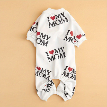 Vêtements d'été pour animaux de compagnie I Love Mom I Love Dad Print Vêtements pour chiens Combinaison pour chiens Pyjama pour chats pour petits, moyens et grands chiens
