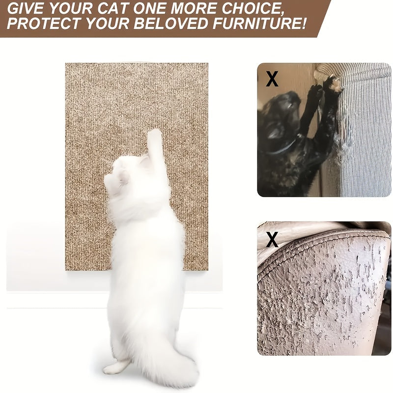 1 tapis à gratter de luxe en mélange de laine pour chat - Installation facile, tapis anti-rayures réutilisable pour la protection du canapé et des meubles, matériau en polyester durable, adapté aux chats