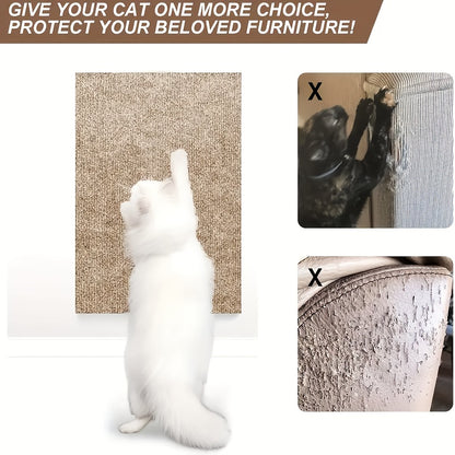 1 tapis à gratter de luxe en mélange de laine pour chat - Installation facile, tapis anti-rayures réutilisable pour la protection du canapé et des meubles, matériau en polyester durable, adapté aux chats