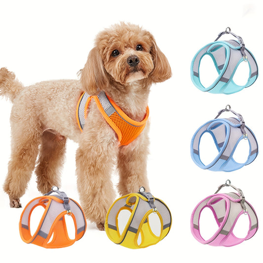 Harnais confortable et sûr pour animaux de compagnie – Gilet en maille souple avec bande réfléchissante pour petits chiens et chats