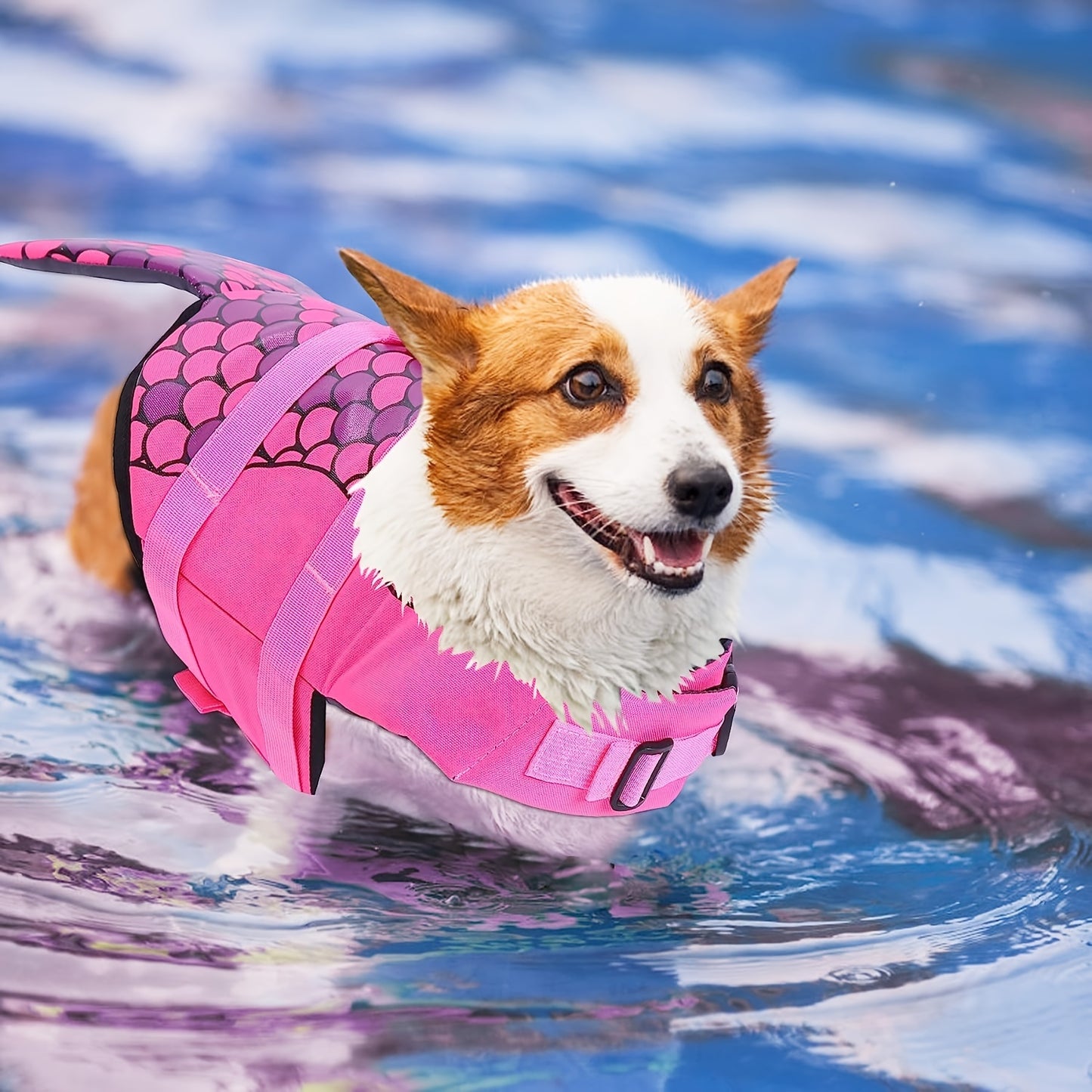 Maillot de bain pour animal de compagnie 1 pièce requin sirène, gilet de sauvetage pour chien, vêtements de bain pour chien, costume d'été pour chien, vêtements de maillot de bain
