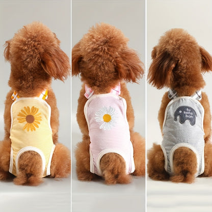 Couches lavables à rayures pour chiens de petite race - Style bande ventrale confortable, culotte menstruelle en polyester toutes saisons pour animaux de compagnie 