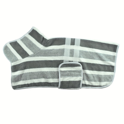 Serviette de bain rayée à séchage rapide pour chien - Peignoir de séchage pour chien en polyester super absorbant et réglable - Parfait pour le bain, les promenades humides et la natation
