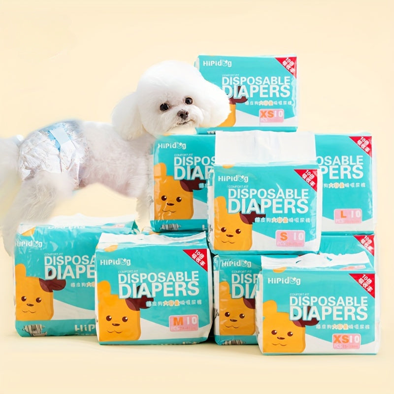 Lot de 10 couches jetables super absorbantes pour chien – Anti-fuites, confortables et faciles à utiliser
