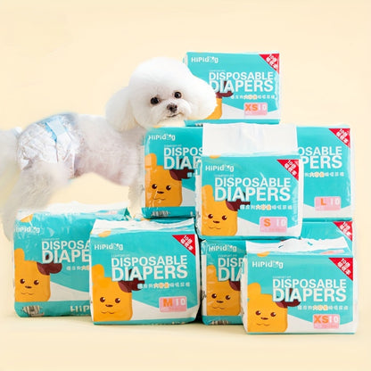 Lot de 10 couches jetables super absorbantes pour chien – Anti-fuites, confortables et faciles à utiliser