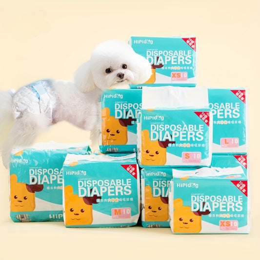 Lot de 10 couches jetables super absorbantes pour chien – Anti-fuites, confortables et faciles à utiliser
