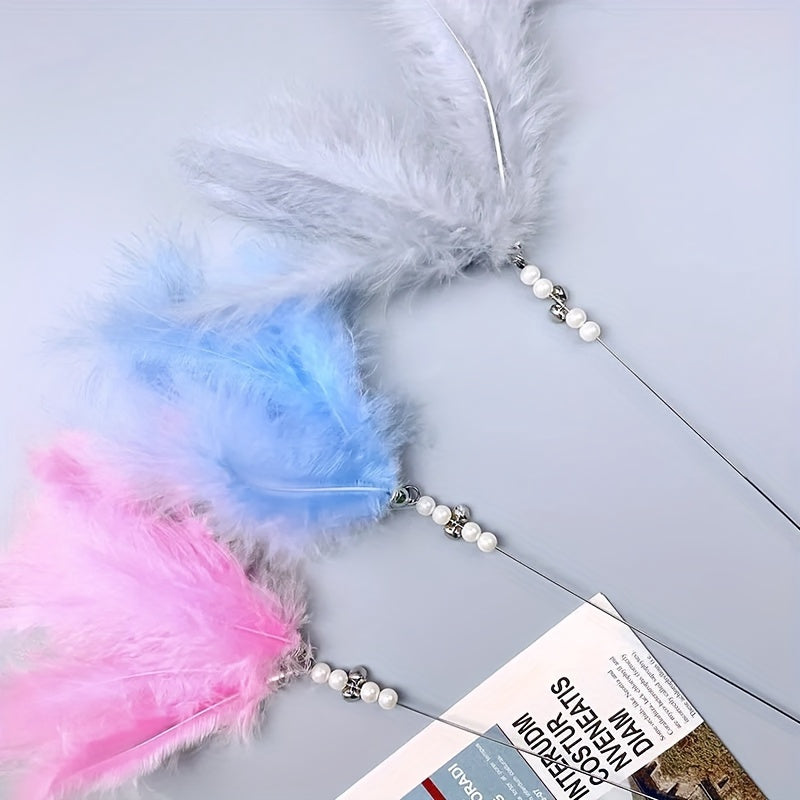 Lot de 5 jouets pour chat en forme de plumes avec clochettes – Bâtons de jeu interactifs pour l'exercice et le plaisir