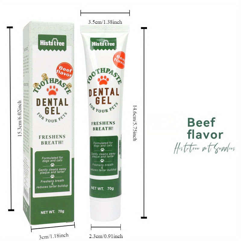 1 Stück HistoTree Zahnpasta-Gel mit Rindfleisch- und Vanillegeschmack, Zahnpflege für Haustiere, erfrischt den Atem, Mundhygiene für Hunde und Katzen, 70-g-Tuben