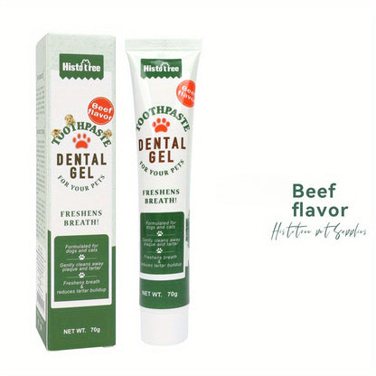 1 Stück HistoTree Zahnpasta-Gel mit Rindfleisch- und Vanillegeschmack, Zahnpflege für Haustiere, erfrischt den Atem, Mundhygiene für Hunde und Katzen, 70-g-Tuben