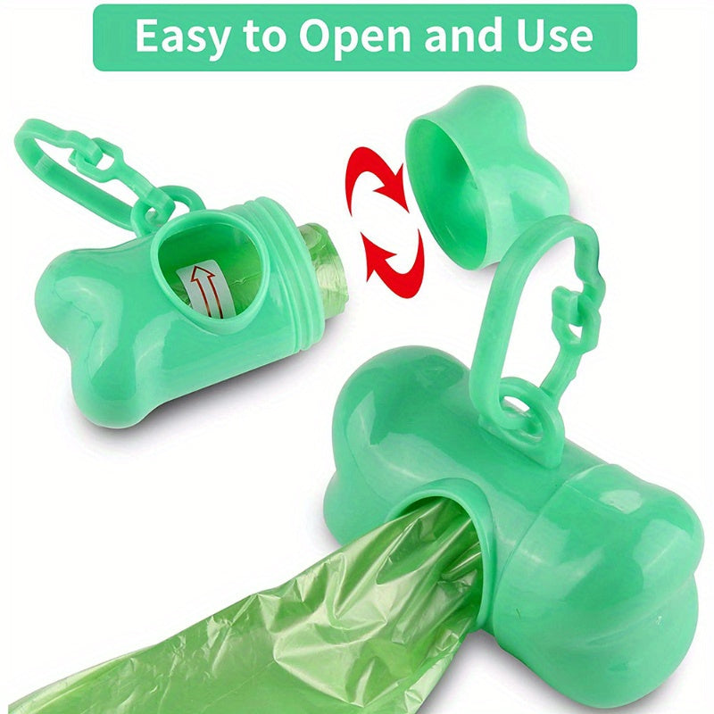 Lot de 6 sacs anti-fuites pour déjections canines avec distributeur en forme d'os - Sacs durables et portables pour déjections canines pour promenades en plein air et voyages