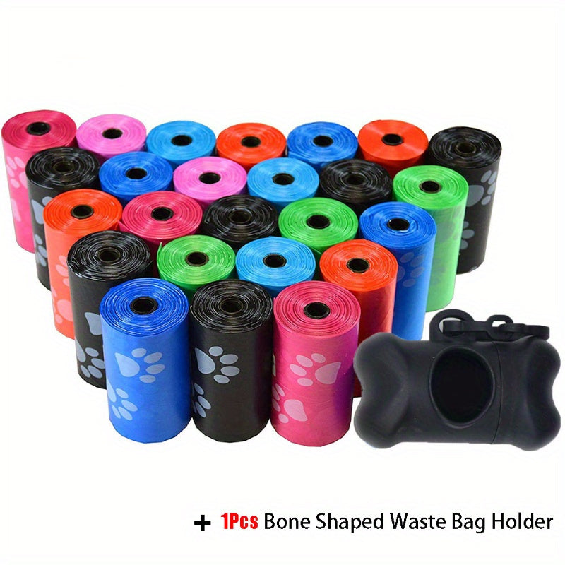 Lot de 6 sacs anti-fuites pour déjections canines avec distributeur en forme d'os - Sacs durables et portables pour déjections canines pour promenades en plein air et voyages