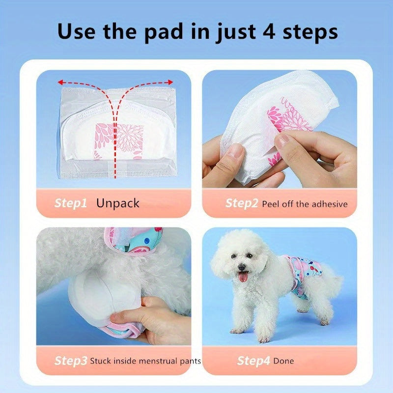 Lot de 100 couches pour chien | Tissu non tissé confortable et absorbant | Coussinets anti-fuites pour animaux de compagnie avec un joli motif floral | Idéal pour les chiens mâles et femelles