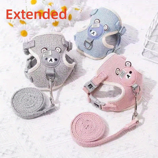 Harnais et laisse respirants pour chien Teddy Bear – Fournitures confortables pour animaux de compagnie pour petits chiens, chats et lapins