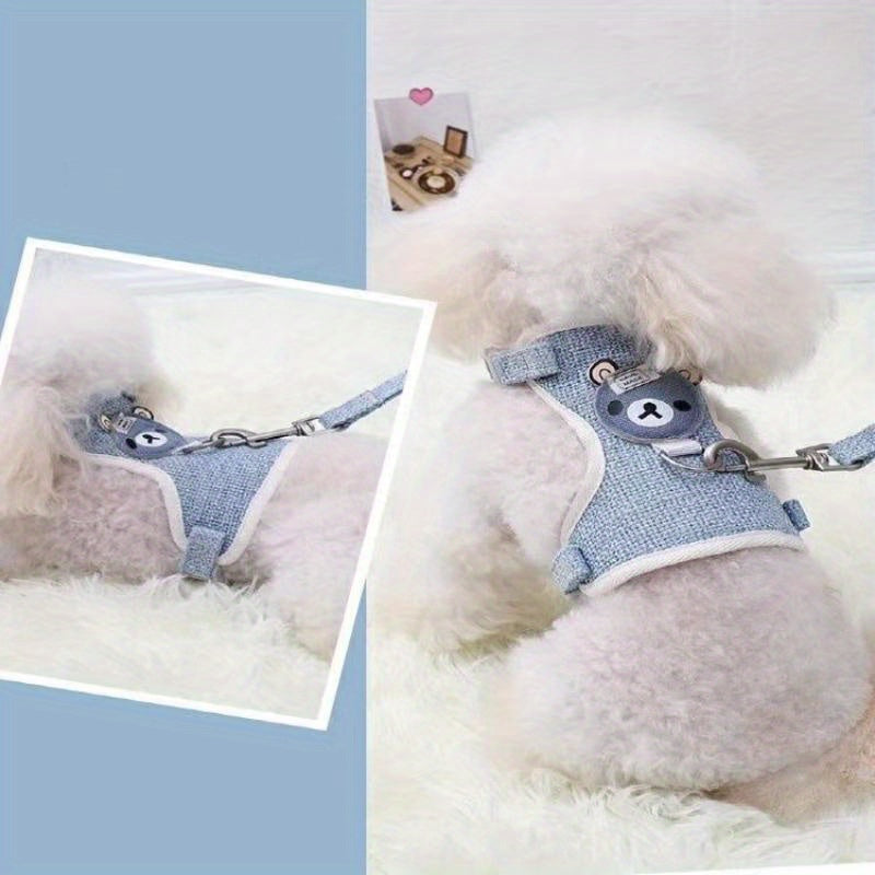 Harnais et laisse respirants pour chien Teddy Bear – Fournitures confortables pour animaux de compagnie pour petits chiens, chats et lapins