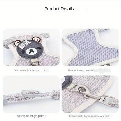 Harnais et laisse respirants pour chien Teddy Bear – Fournitures confortables pour animaux de compagnie pour petits chiens, chats et lapins