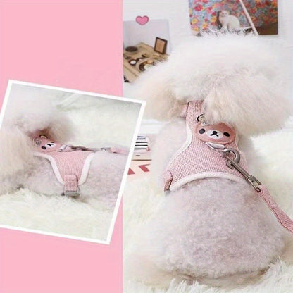 Harnais et laisse respirants pour chien Teddy Bear – Fournitures confortables pour animaux de compagnie pour petits chiens, chats et lapins