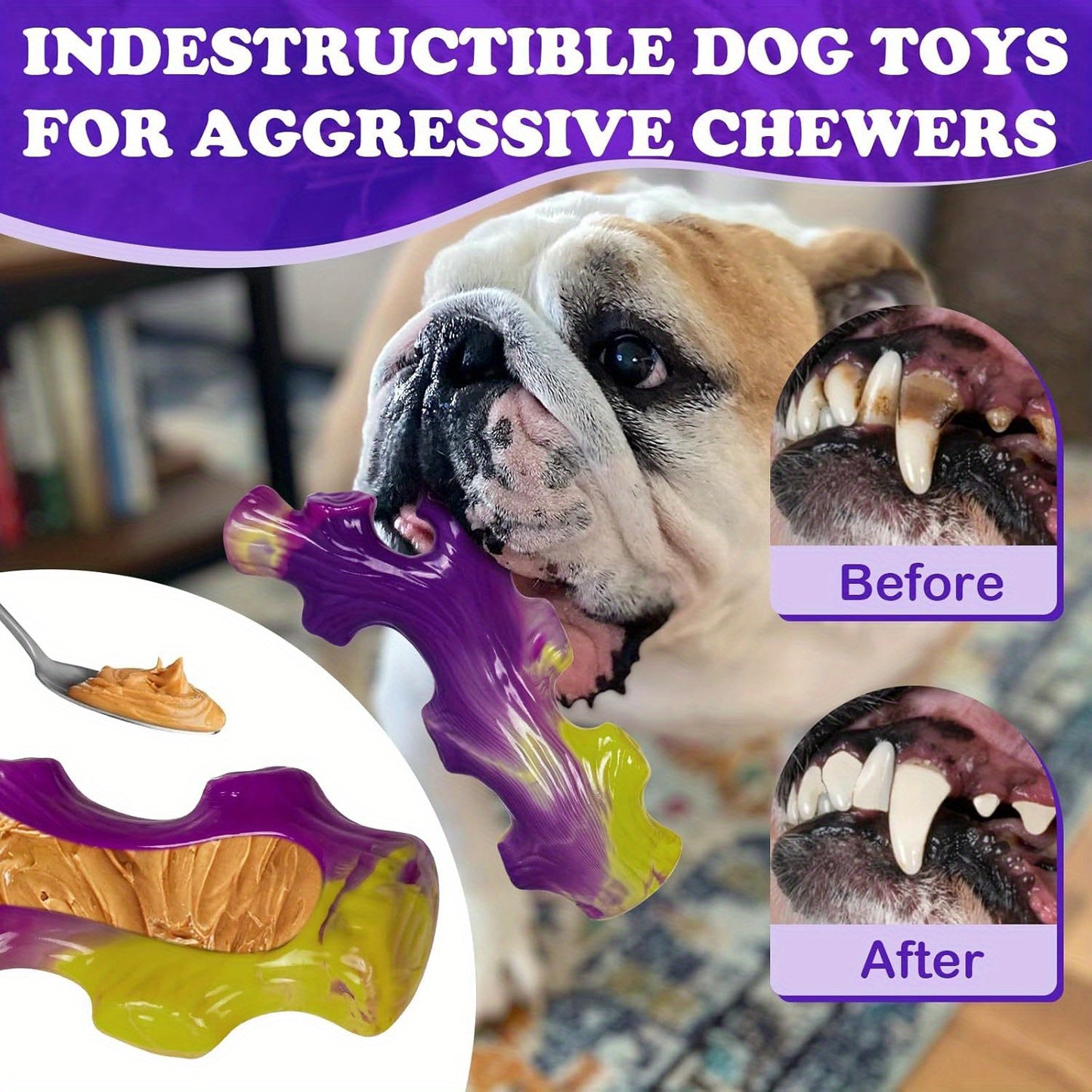 Jouets à mâcher en nylon pour chiens agressifs, lot de 3 jouets à mâcher pour grandes et moyennes races, durables, non toxiques, aucune pile requise